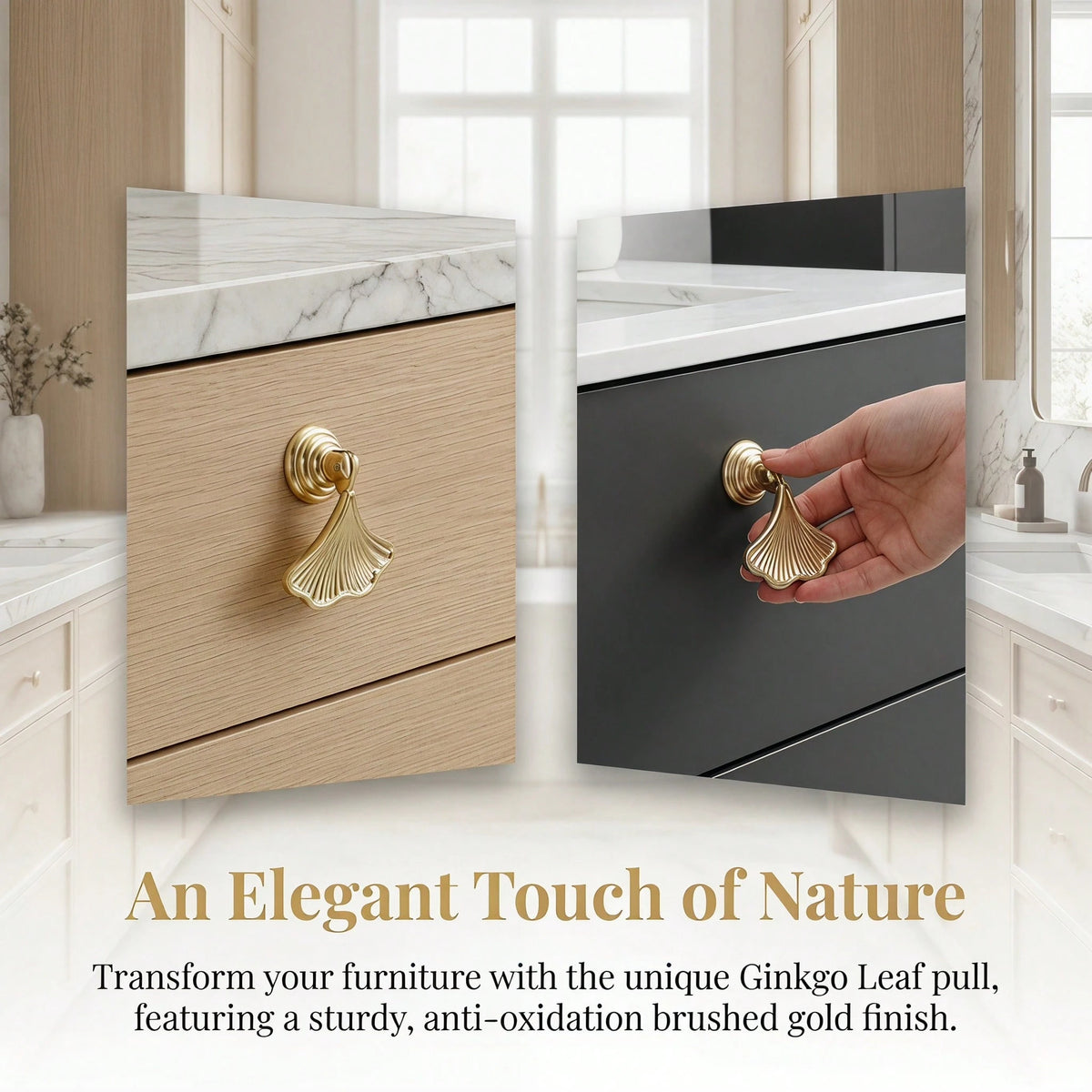 8PCS Luxury Ginkgo Leaf Pendant Cabinet Handles, French Retro Zinc Alloy Wardrobe Drawer Knobs, And Modern Chinese Style Fan-Shaped Furniture Door Handles; Suitable For Kitchens, Dressing Tables, And