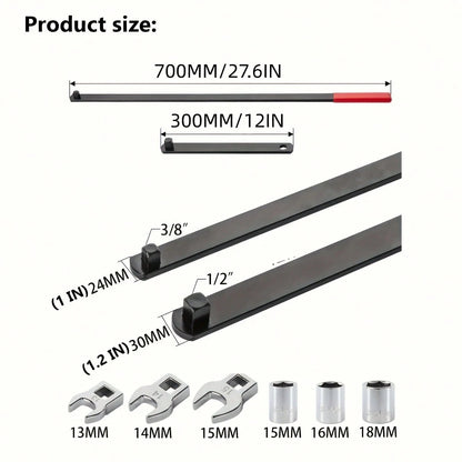 8pcs Professional Automotive Serpentine Belt Tool Set Extension Rod| Inertial Pulley Disassembly Kit, Engine Tension Maintenance Equipment For Automotive Mechanics, Workshop Repair, Car Servicing, Ga
