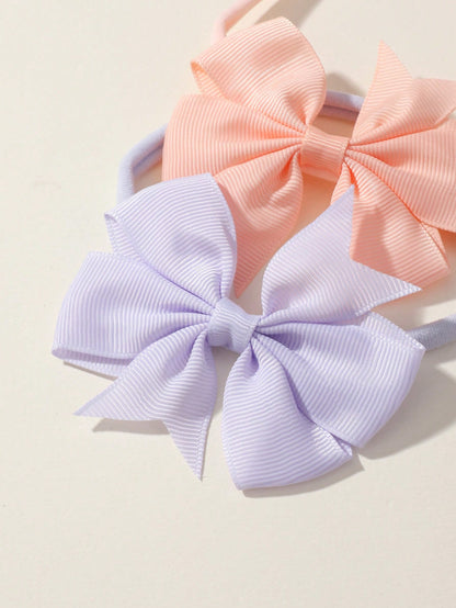 8pcs Solid Color Six-Looped Bowknot Hairbands For Kids Love Valentine