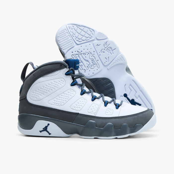 Jordan 9 Retro White / French Blue - Flint Grey