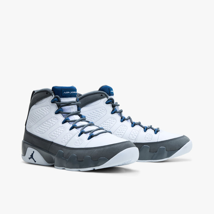 Jordan 9 Retro White / French Blue - Flint Grey