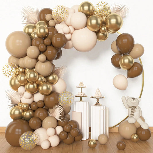 90pcs Bronze Gold Balloon Garland Arch Set, Suitable For Baby Shower, Kids Birthday Party Decoration, Foil Sequin Balloons