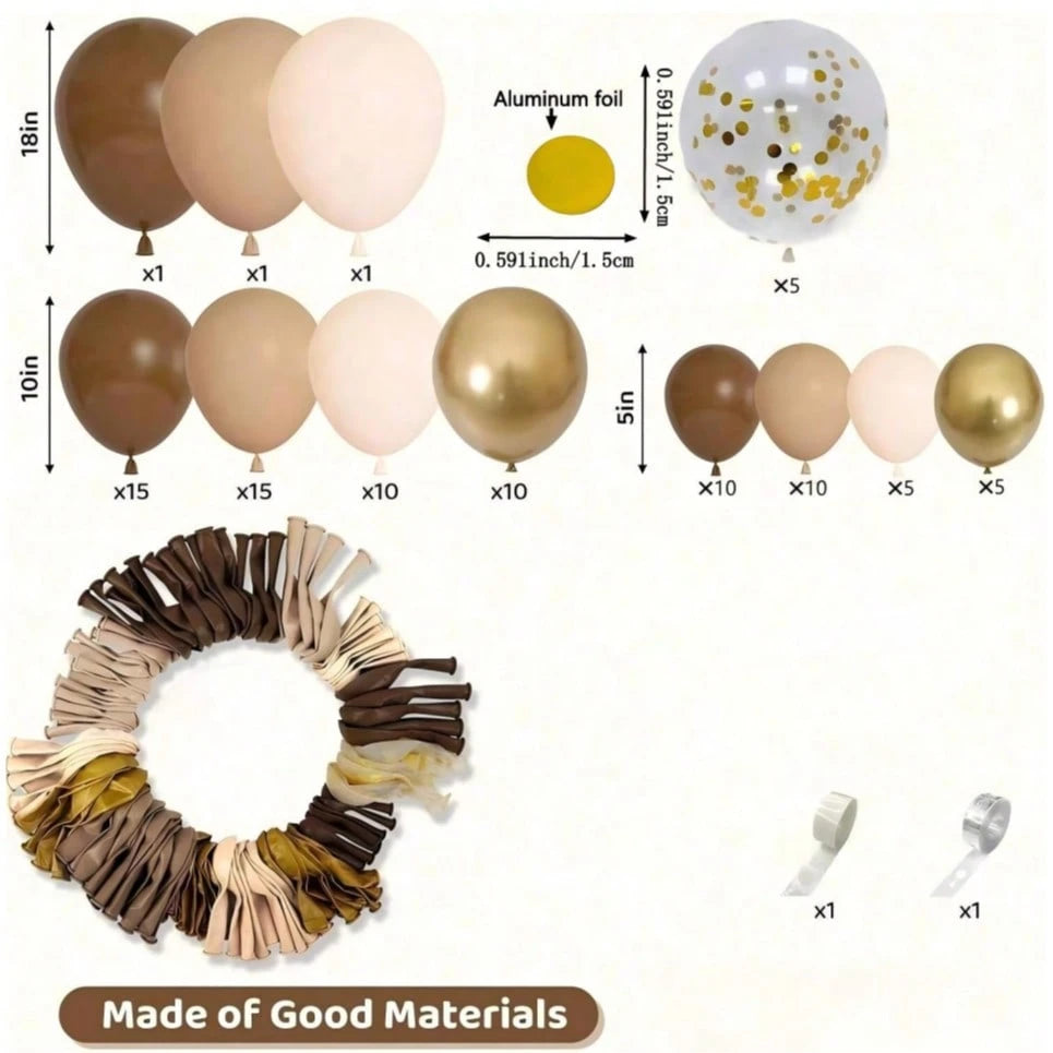 90pcs Bronze Gold Balloon Garland Arch Set, Suitable For Baby Shower, Kids Birthday Party Decoration, Foil Sequin Balloons