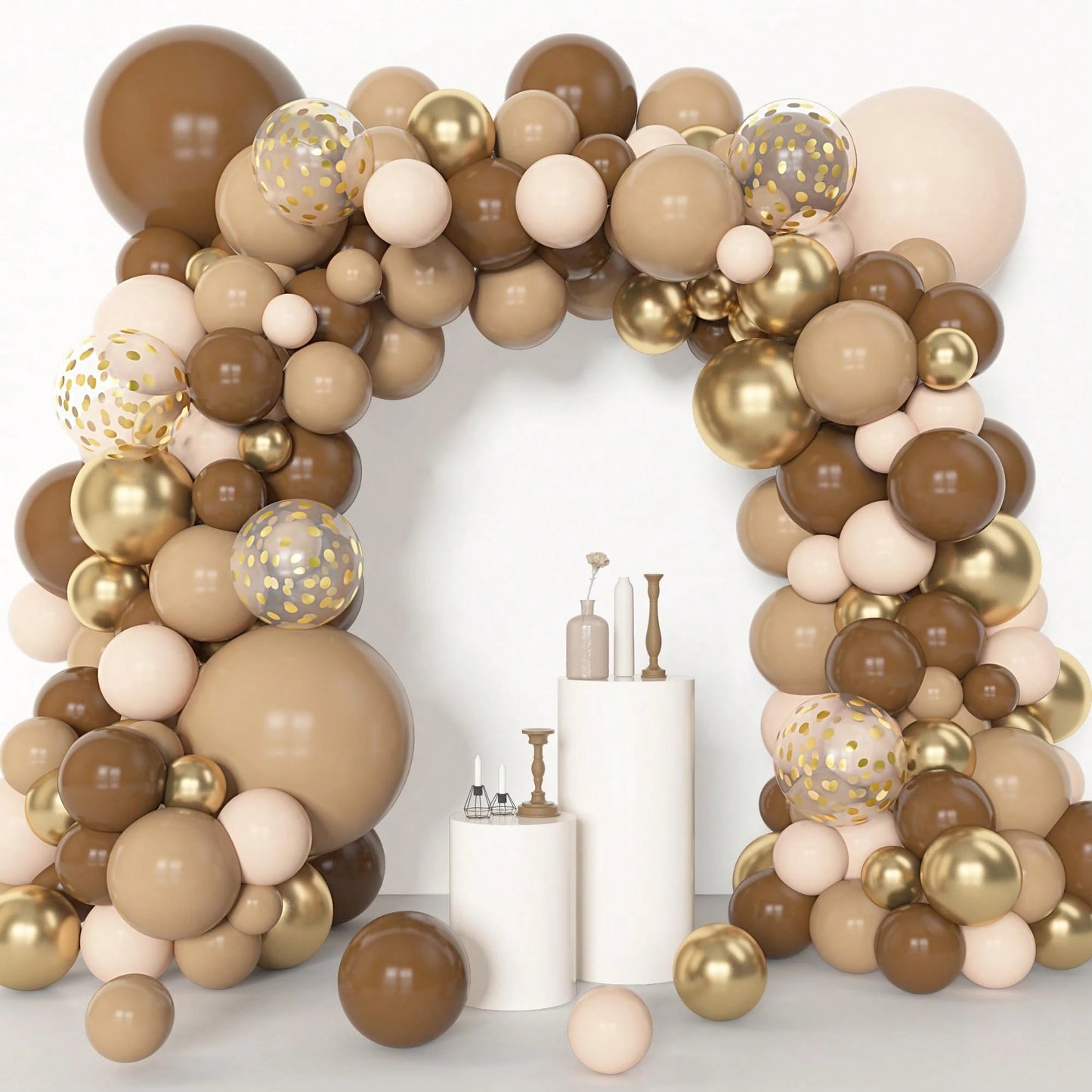 90pcs Bronze Gold Balloon Garland Arch Set, Suitable For Baby Shower, Kids Birthday Party Decoration, Foil Sequin Balloons