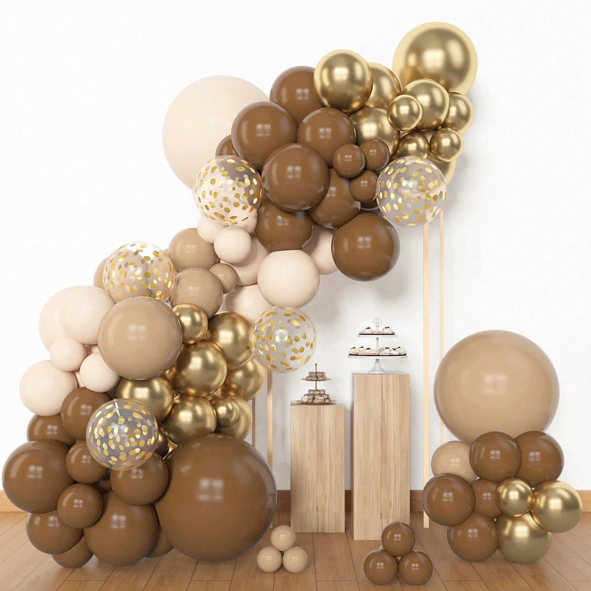 90pcs Bronze Gold Balloon Garland Arch Set, Suitable For Baby Shower, Kids Birthday Party Decoration, Foil Sequin Balloons
