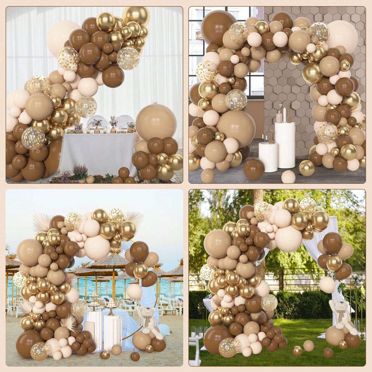 90pcs Bronze Gold Balloon Garland Arch Set, Suitable For Baby Shower, Kids Birthday Party Decoration, Foil Sequin Balloons