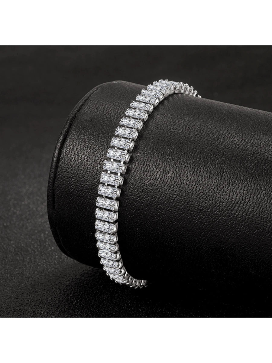 925 Sterling Silver Zirconia Bracelet, Unisex, Minimalist Personalized Handmade, Girlfriend Birthday Gift, Daily Wear