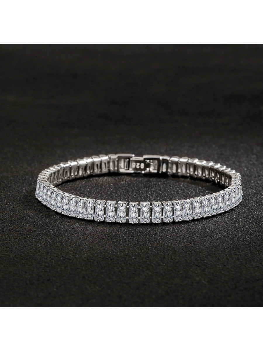 925 Sterling Silver Zirconia Bracelet, Unisex, Minimalist Personalized Handmade, Girlfriend Birthday Gift, Daily Wear