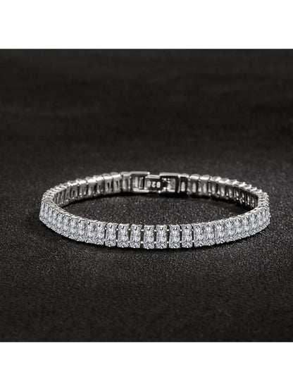 925 Sterling Silver Zirconia Bracelet, Unisex, Minimalist Personalized Handmade, Girlfriend Birthday Gift, Daily Wear