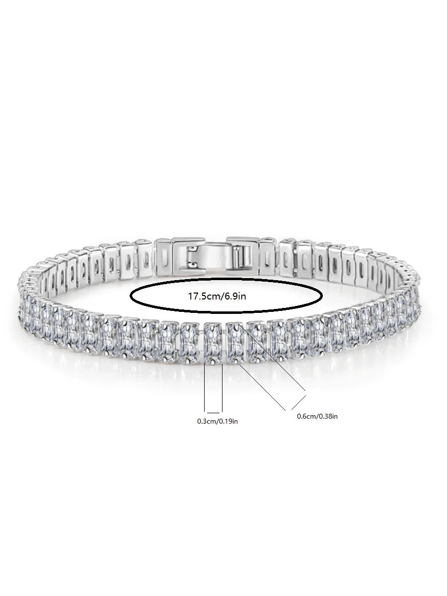 925 Sterling Silver Zirconia Bracelet, Unisex, Minimalist Personalized Handmade, Girlfriend Birthday Gift, Daily Wear