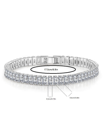 925 Sterling Silver Zirconia Bracelet, Unisex, Minimalist Personalized Handmade, Girlfriend Birthday Gift, Daily Wear