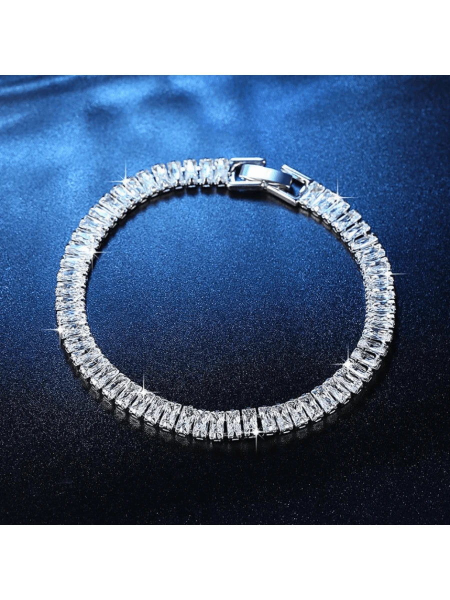925 Sterling Silver Zirconia Bracelet, Unisex, Minimalist Personalized Handmade, Girlfriend Birthday Gift, Daily Wear