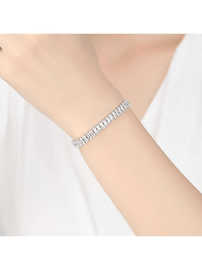 925 Sterling Silver Zirconia Bracelet, Unisex, Minimalist Personalized Handmade, Girlfriend Birthday Gift, Daily Wear