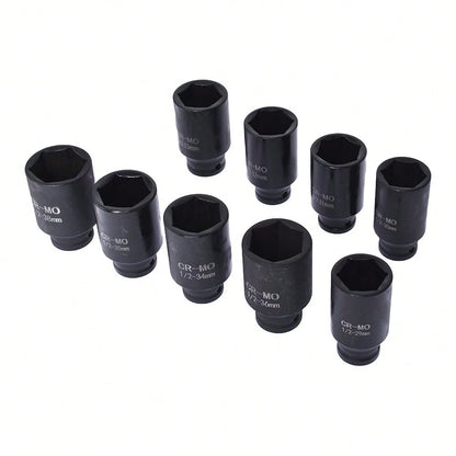 9pcs 29-38mm Deep Impact Socket Set 1/2 Drive Metric Axle Hub Nut Socket Fit For Removing And Mounting Axle Nuts