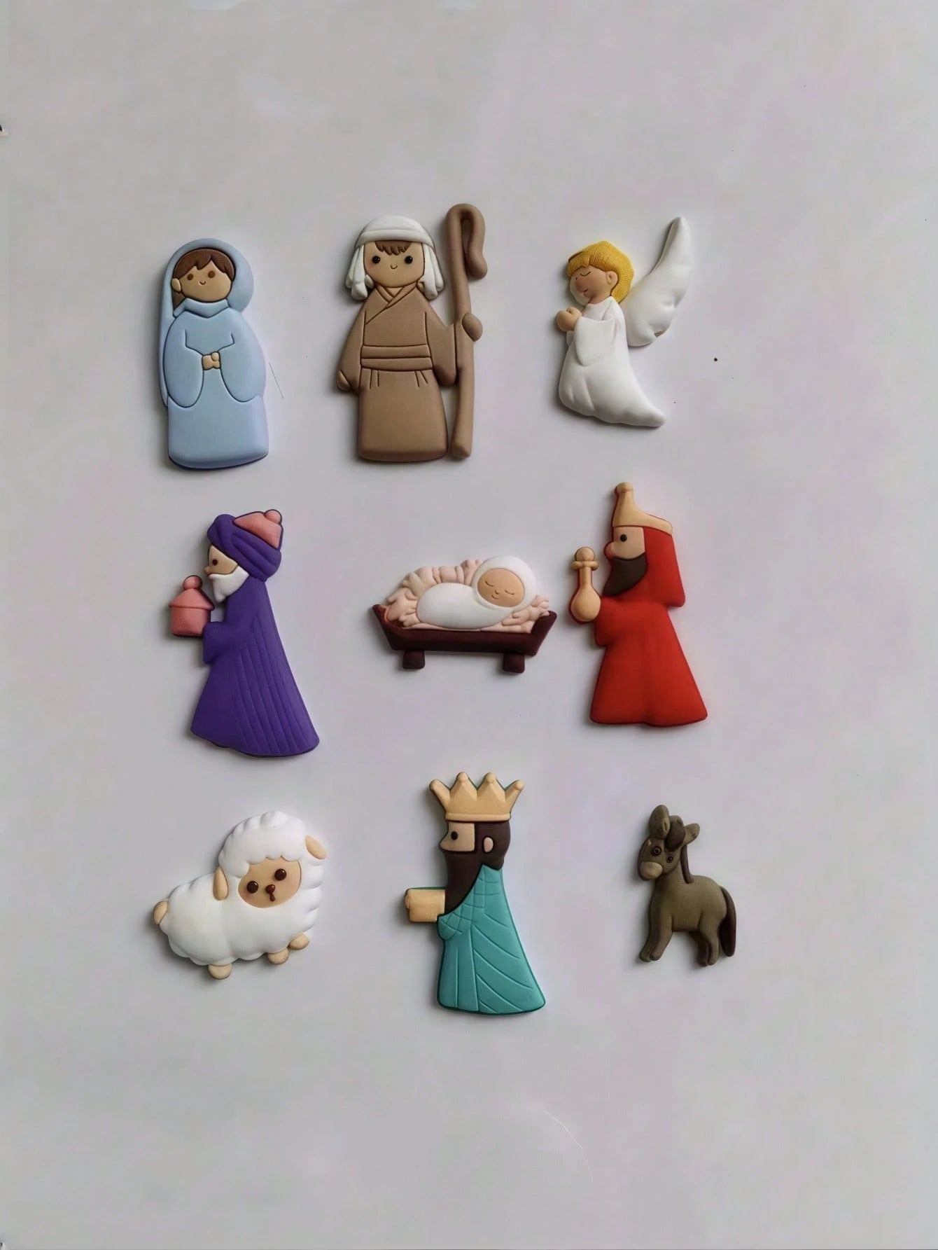 9pcs King Angel Refrigerator Magnetic Sticker Happy Christmas Statue Magnetic Set: For Kitchen Office Whiteboard Locker And Dishwasher, Kitchen Decoration, Home Decoration, Christmas Gift For Friends,