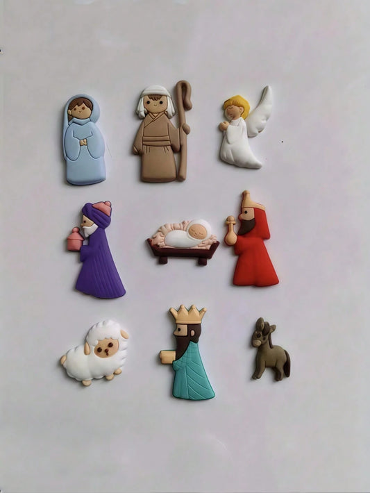 9pcs King Angel Refrigerator Magnetic Sticker Happy Christmas Statue Magnetic Set: For Kitchen Office Whiteboard Locker And Dishwasher, Kitchen Decoration, Home Decoration, Christmas Gift For Friends,