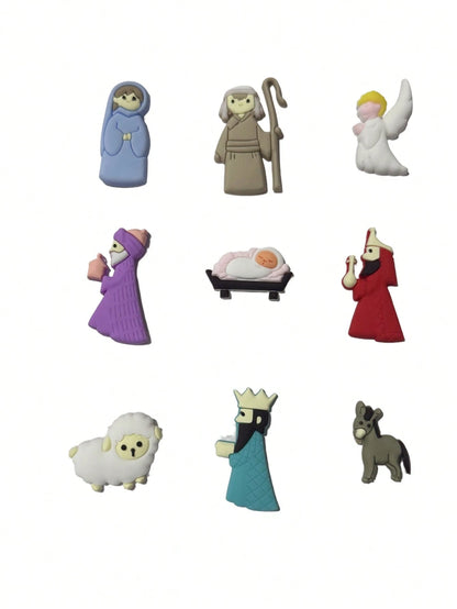 9pcs King Angel Refrigerator Magnetic Sticker Happy Christmas Statue Magnetic Set: For Kitchen Office Whiteboard Locker And Dishwasher, Kitchen Decoration, Home Decoration, Christmas Gift For Friends,