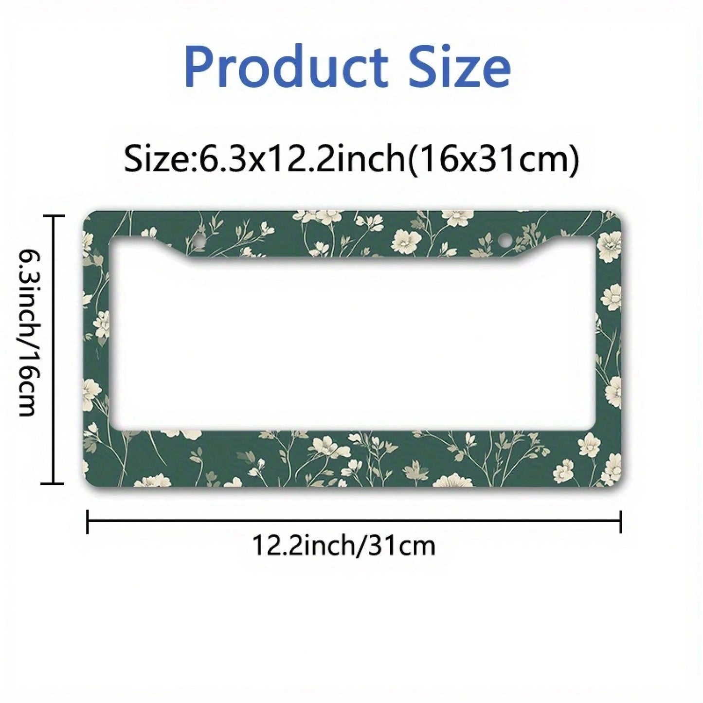 A Metal Frame Sign Featuring A Floral Design, With White Flowers And Green Leaves On A Dark Green Background, Is Very Suitable For New Year Decorations,Car Must Haves,Car Decor,Car Cover,Car Acessesor