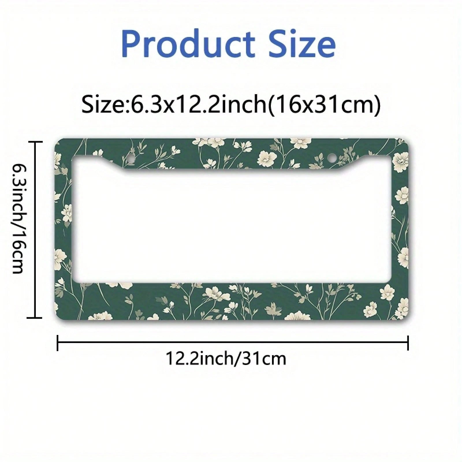 A Metal Frame Sign Featuring A Floral Design, With White Flowers And Green Leaves On A Dark Green Background, Is Very Suitable For New Year Decorations,Car Must Haves,Car Decor,Car Cover,Car Acessesor