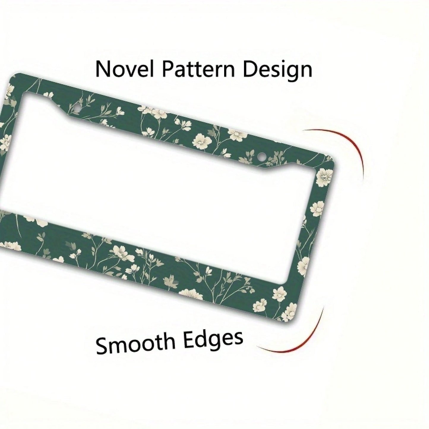 A Metal Frame Sign Featuring A Floral Design, With White Flowers And Green Leaves On A Dark Green Background, Is Very Suitable For New Year Decorations,Car Must Haves,Car Decor,Car Cover,Car Acessesor