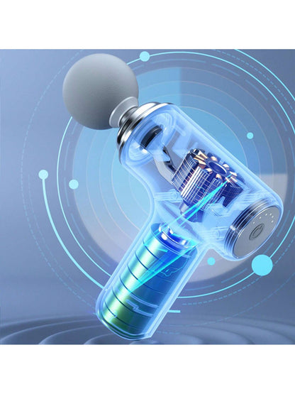 A Portable Electric Fascia Massage Gun, 4 Replaceable Massage Heads, 6-Speed Mode Adjustment, Deep Tissue Impact Muscles, Relieve Muscle Tension, For Body, Back And Neck Massage