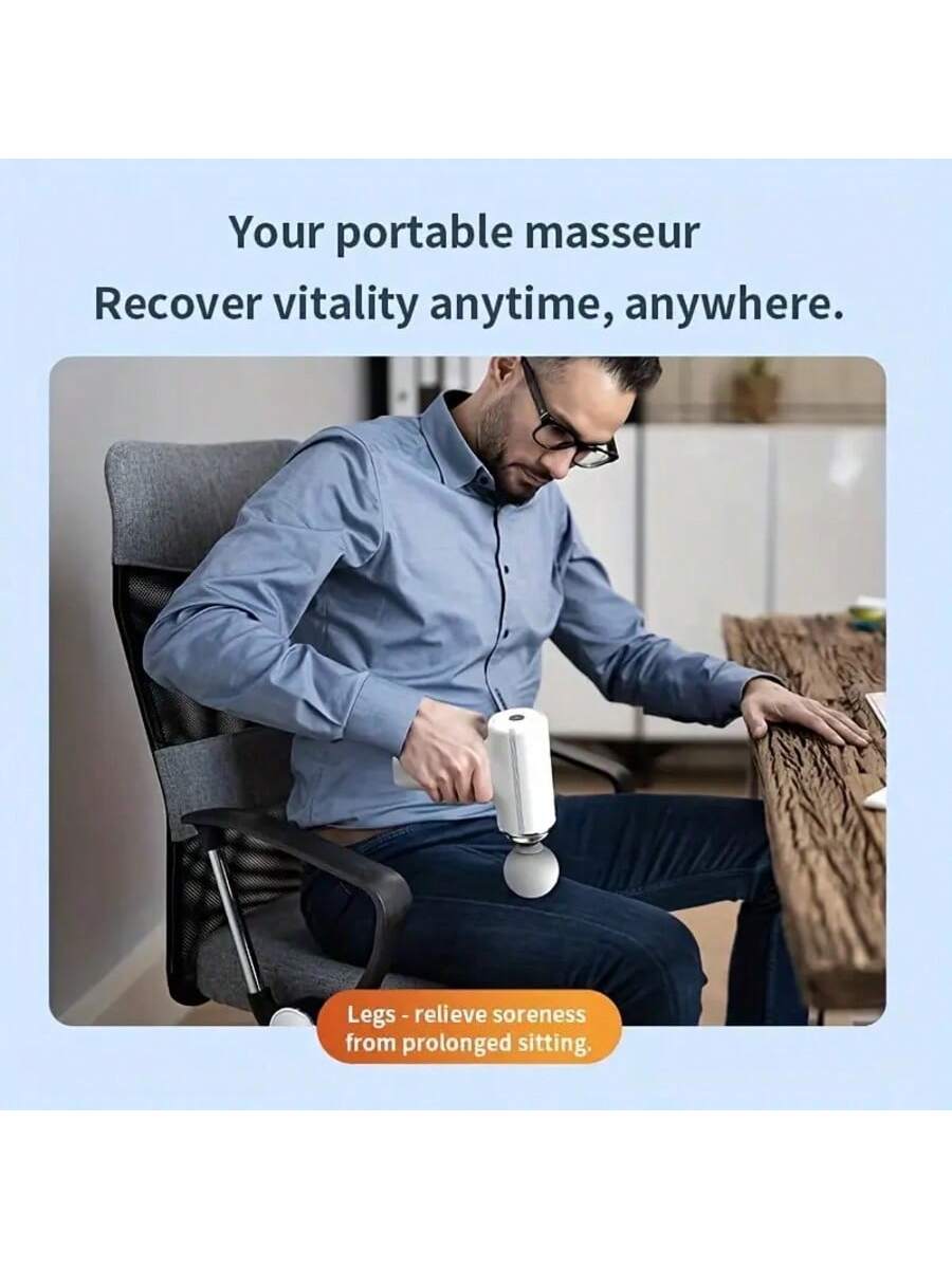 A Portable Electric Fascia Massage Gun, 4 Replaceable Massage Heads, 6-Speed Mode Adjustment, Deep Tissue Impact Muscles, Relieve Muscle Tension, For Body, Back And Neck Massage