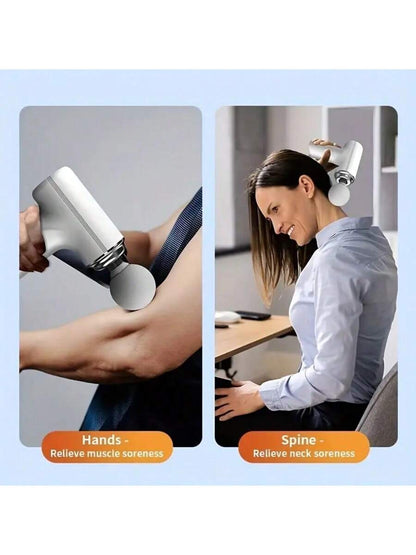 A Portable Electric Fascia Massage Gun, 4 Replaceable Massage Heads, 6-Speed Mode Adjustment, Deep Tissue Impact Muscles, Relieve Muscle Tension, For Body, Back And Neck Massage