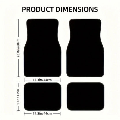 A Set Of 4 Universal Car Floor Mats, Suitable For Cars, SUVs, And Trucks.These Durable Polyester Carpets Can Protect Your Vehicle's Interior All Year Round.The Street-Punk Design Enhances The Driving