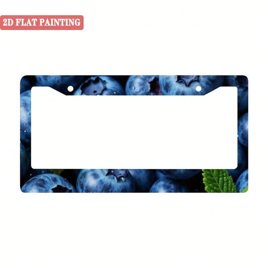 A Single Blueberry-Patterned License Plate Frame, Personalized License Plate Holder, Colorful License Plate Frame, Fun License Plate Holder, Front License Plate Bracket, Cute Car Accessory, Universal
