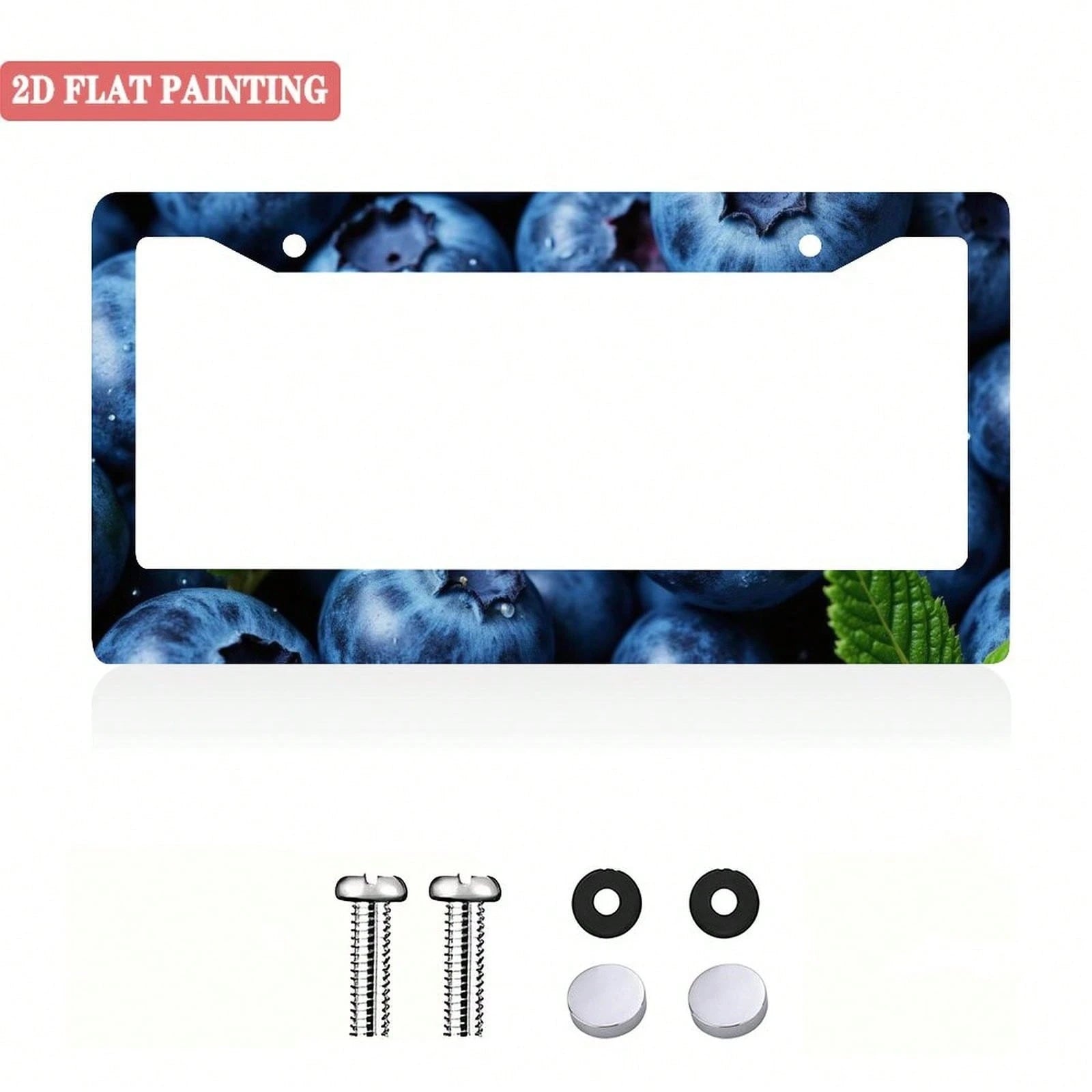 A Single Blueberry-Patterned License Plate Frame, Personalized License Plate Holder, Colorful License Plate Frame, Fun License Plate Holder, Front License Plate Bracket, Cute Car Accessory, Universal