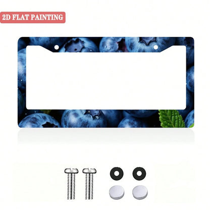 A Single Blueberry-Patterned License Plate Frame, Personalized License Plate Holder, Colorful License Plate Frame, Fun License Plate Holder, Front License Plate Bracket, Cute Car Accessory, Universal