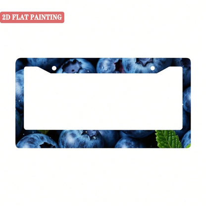 A Single Blueberry-Patterned License Plate Frame, Personalized License Plate Holder, Colorful License Plate Frame, Fun License Plate Holder, Front License Plate Bracket, Cute Car Accessory, Universal