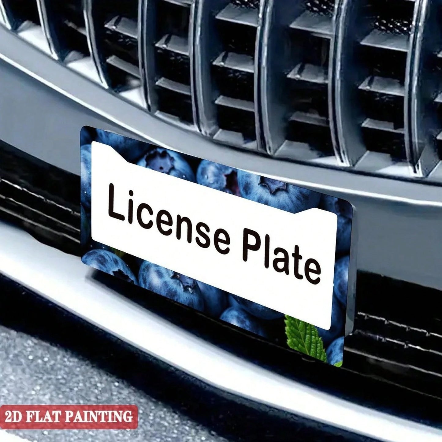A Single Blueberry-Patterned License Plate Frame, Personalized License Plate Holder, Colorful License Plate Frame, Fun License Plate Holder, Front License Plate Bracket, Cute Car Accessory, Universal