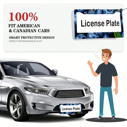 A Single Blueberry-Patterned License Plate Frame, Personalized License Plate Holder, Colorful License Plate Frame, Fun License Plate Holder, Front License Plate Bracket, Cute Car Accessory, Universal