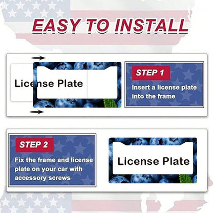 A Single Blueberry-Patterned License Plate Frame, Personalized License Plate Holder, Colorful License Plate Frame, Fun License Plate Holder, Front License Plate Bracket, Cute Car Accessory, Universal