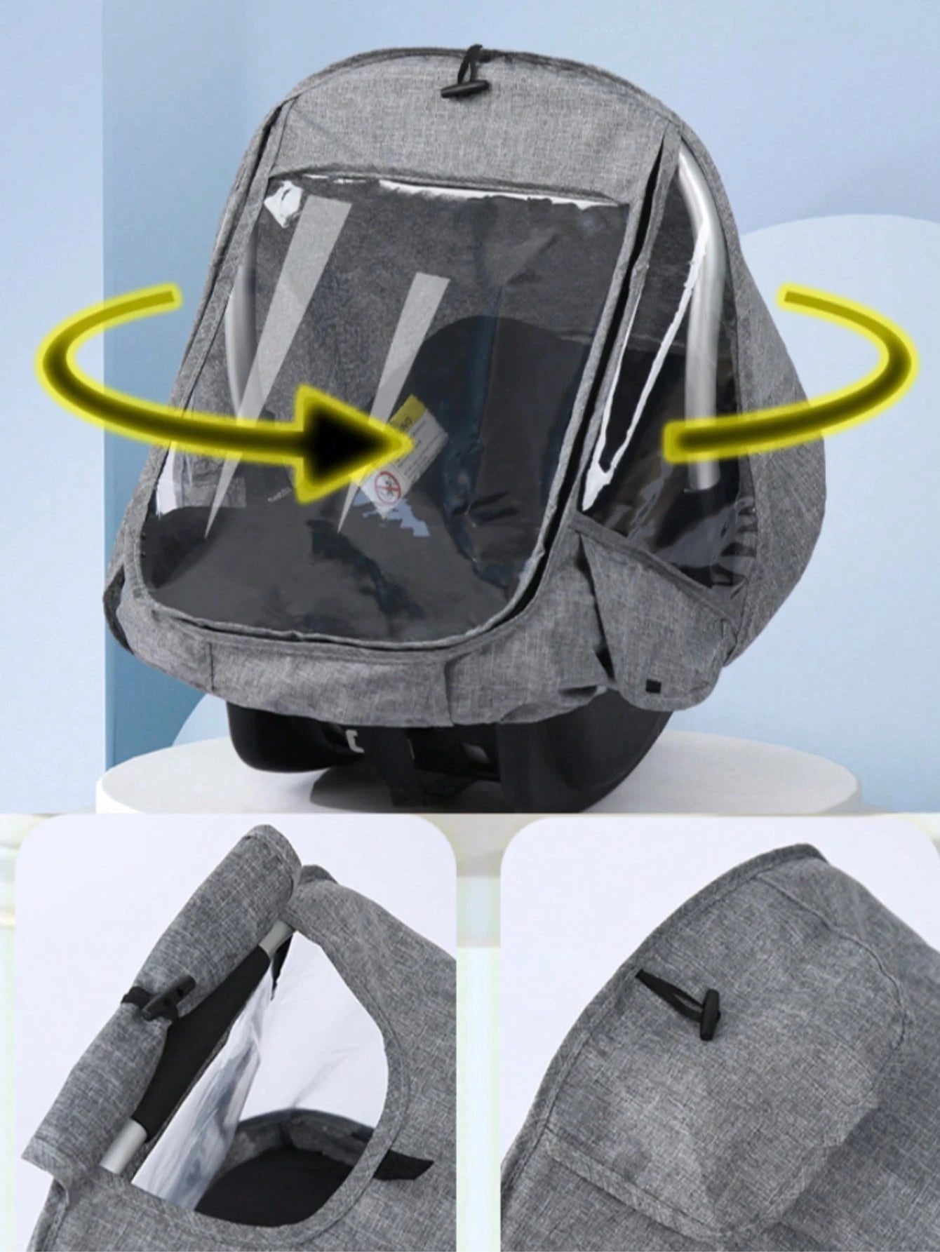 A Transparent Rain Cover For Baby Carrier, Stroller And Car Seat