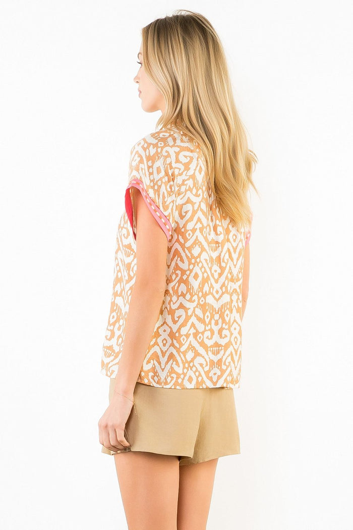 Abstract Top With Embriodered/Solid Details