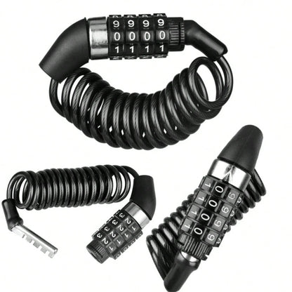 AD Black Steel Cable Combination Lock- Anti-Theft Password Lock For Bicycle Mountain Bike Motorcycle Helmet Luggage