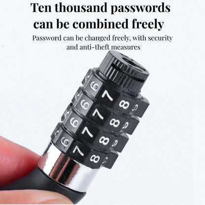 AD Black Steel Cable Combination Lock- Anti-Theft Password Lock For Bicycle Mountain Bike Motorcycle Helmet Luggage