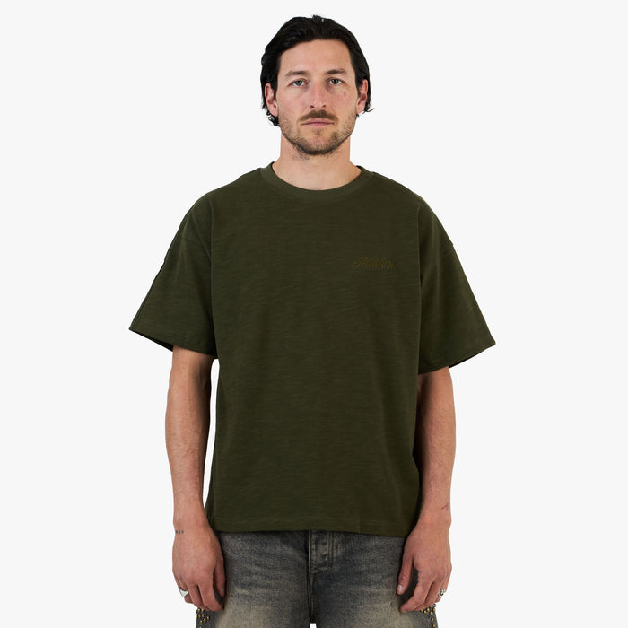 Adidem Asterisks Cursive Slub T-Shirt / Green