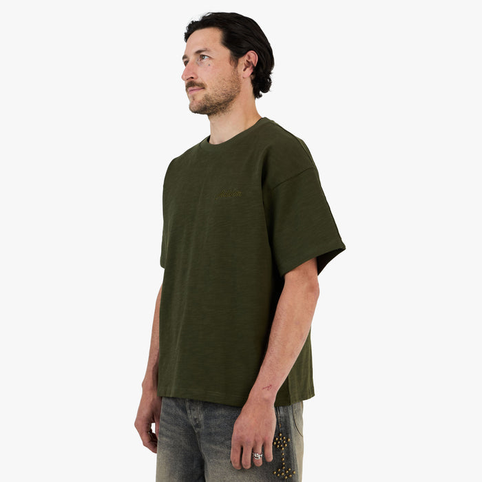 Adidem Asterisks Cursive Slub T-Shirt / Green