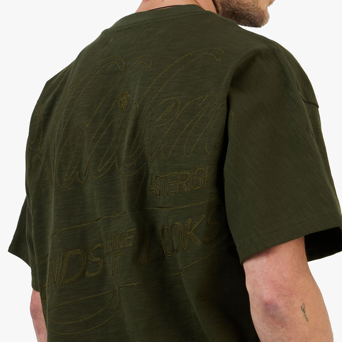 Adidem Asterisks Cursive Slub T-Shirt / Green