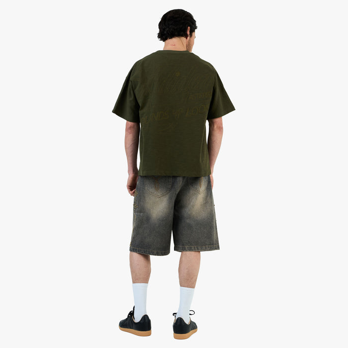 Adidem Asterisks Cursive Slub T-Shirt / Green