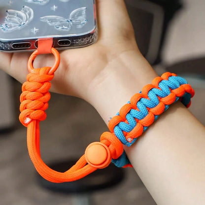 Adjustable Phone Lanyard Braided Keychain Wristband Short Wrist Strap Phone Case Pendant Charm Bracelet Simple Thickened Dopamine Color Block CCD Keychain Camera Strap Phone Anti-Lost Strap For Women