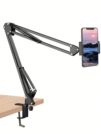 Adjustable Slouchy Arm Phone Holder, Foldable Metal Clamp Mount For Smartphone & Tablet, Bedside/Desk Stand Compatible With IPhone, Android Phone, Gift For Birthday, Family, Friends For Office, Dorm A