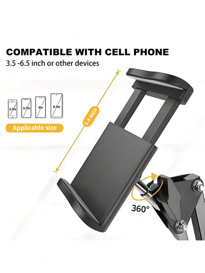 Adjustable Slouchy Arm Phone Holder, Foldable Metal Clamp Mount For Smartphone & Tablet, Bedside/Desk Stand Compatible With IPhone, Android Phone, Gift For Birthday, Family, Friends For Office, Dorm A
