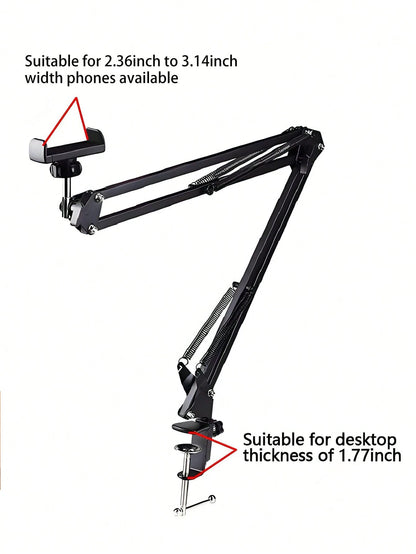 Adjustable Slouchy Arm Phone Holder, Foldable Metal Clamp Mount For Smartphone & Tablet, Bedside/Desk Stand Compatible With IPhone, Android Phone, Gift For Birthday, Family, Friends For Office, Dorm A