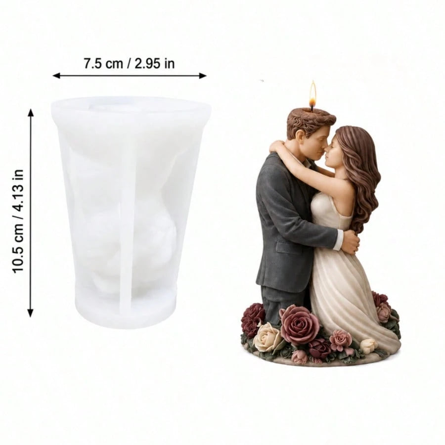 Aesthetic Lovers Embrace Silicone Mold, Realistic Couple Kissing Sculpture Mold For DIY Resin Art, Romantic Flower Base Statue Mold For Bedroom Home Decoration
