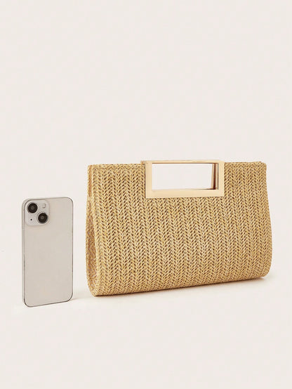 AIBBYDAR Women's Handbag Khaki Fashion Woven Handbag, Holiday, Beach, Versatile Women's Crossbody Bag, Casual, Minimalist, Beach, Vacation Essential