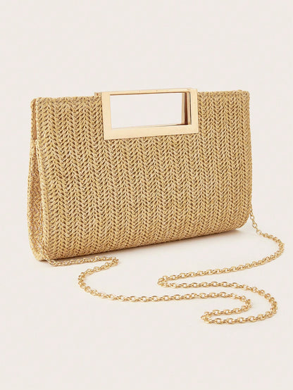 AIBBYDAR Women's Handbag Khaki Fashion Woven Handbag, Holiday, Beach, Versatile Women's Crossbody Bag, Casual, Minimalist, Beach, Vacation Essential
